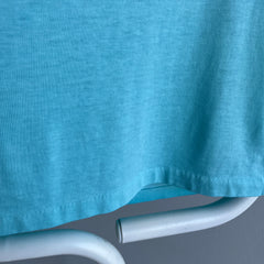 1980s Thinned Out Tank Top Polo Shirt - Aqua Blue - So Sweet