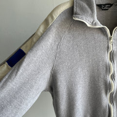 1970s Rad Color Block Single Pocket Soft and Slouchy Zip Up Sweatshirt