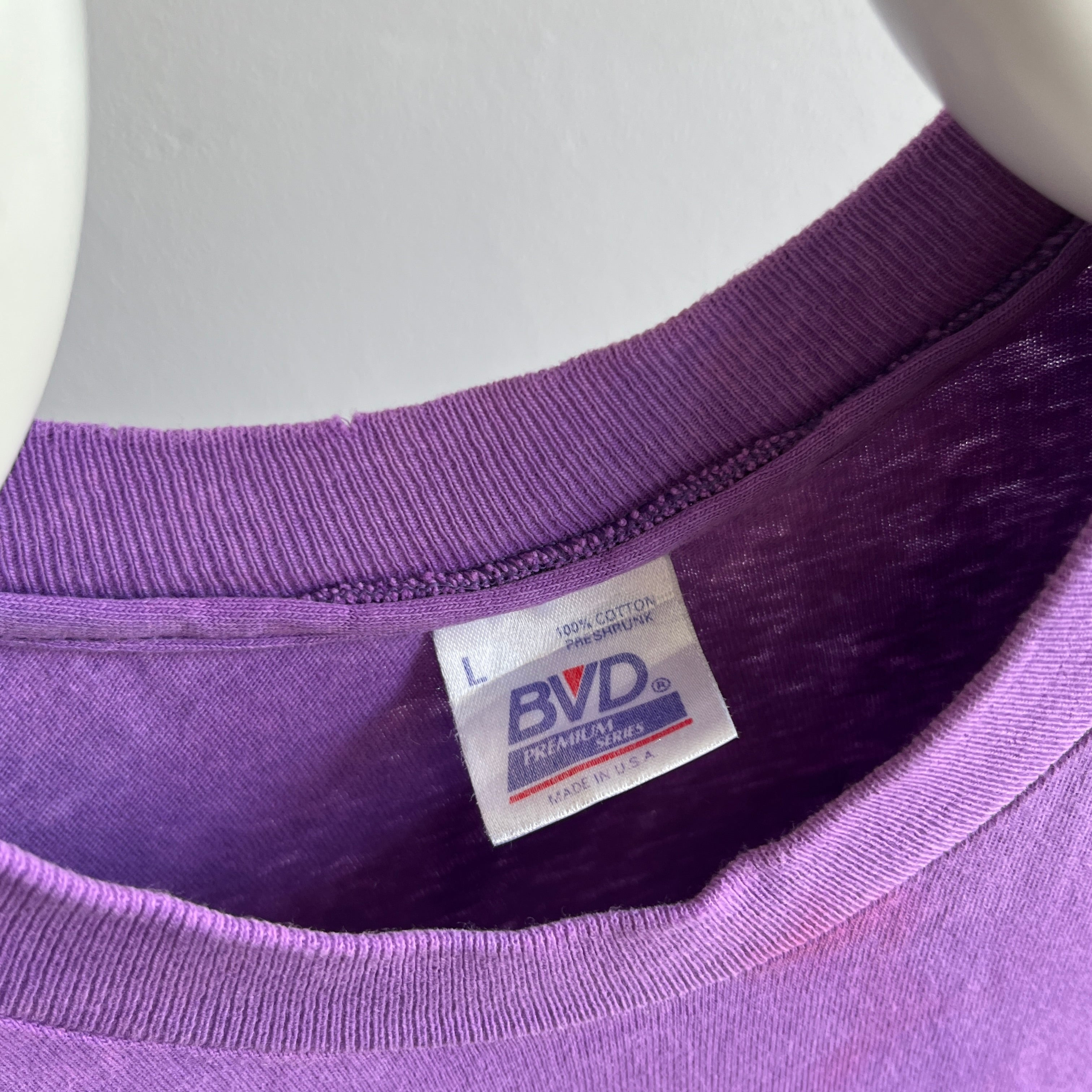 1980s Delightfully Stained (The Best Kind) Blank Purple Pocket T-Shirt