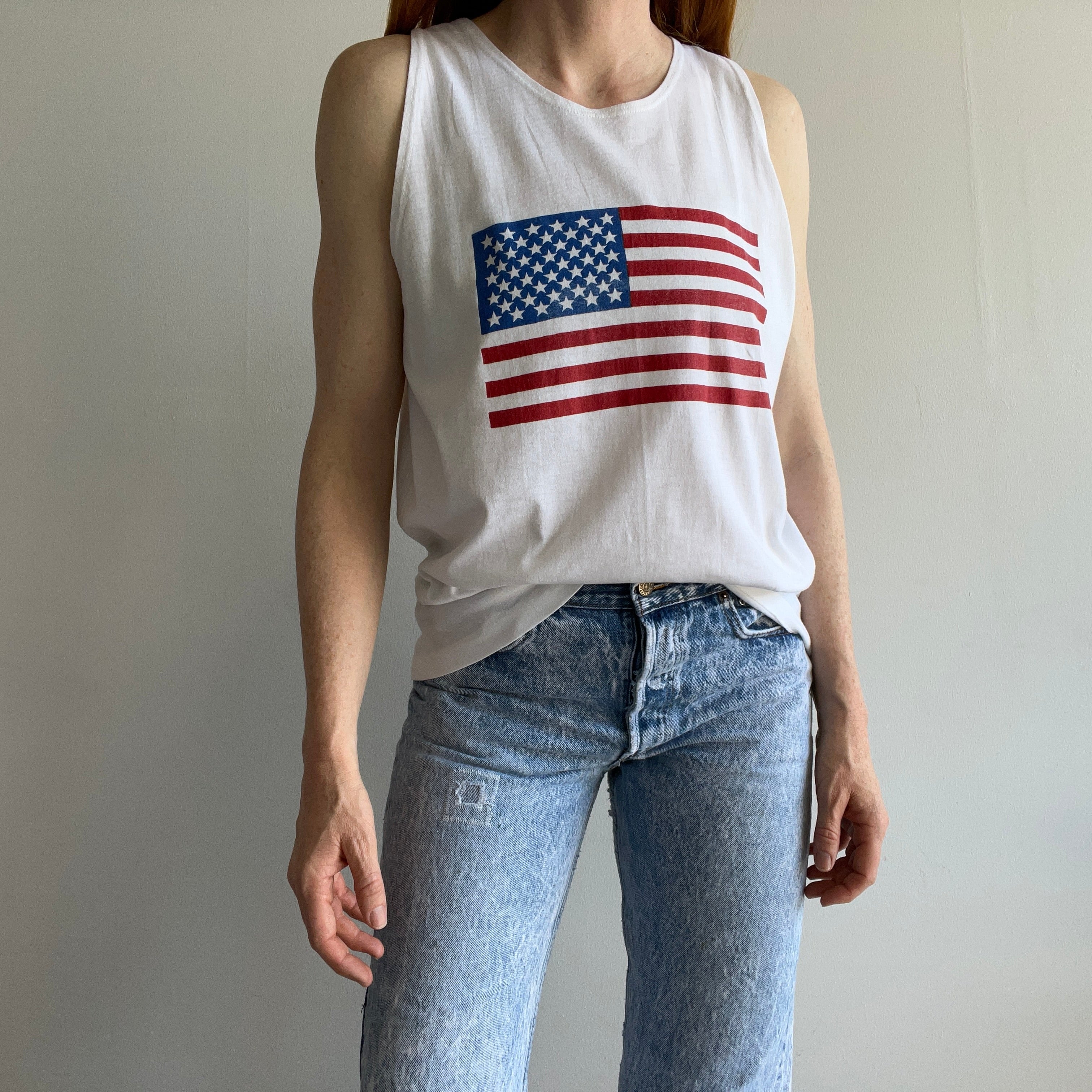 1970s USA American Flag Tank Top