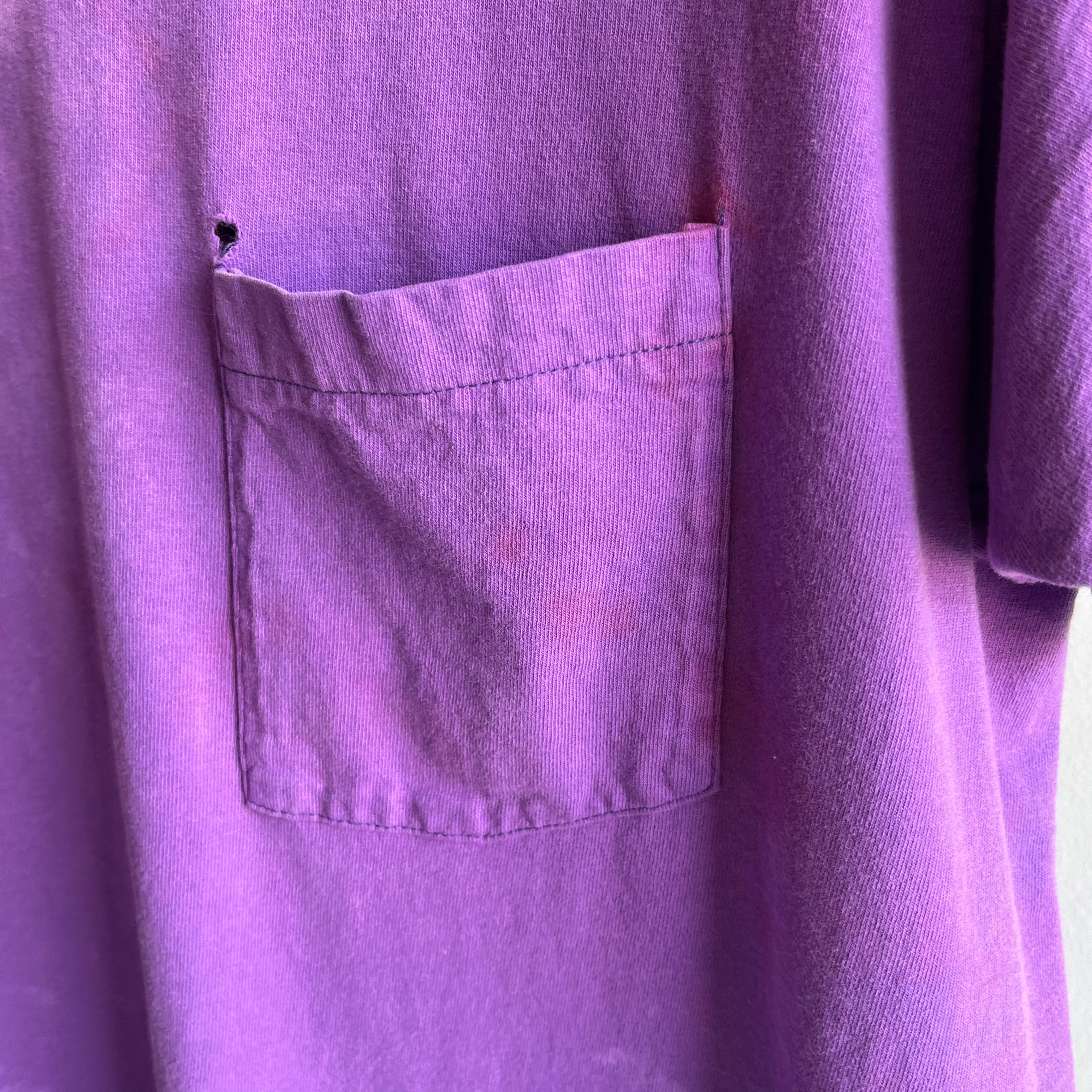 1980s Delightfully Stained (The Best Kind) Blank Purple Pocket T-Shirt