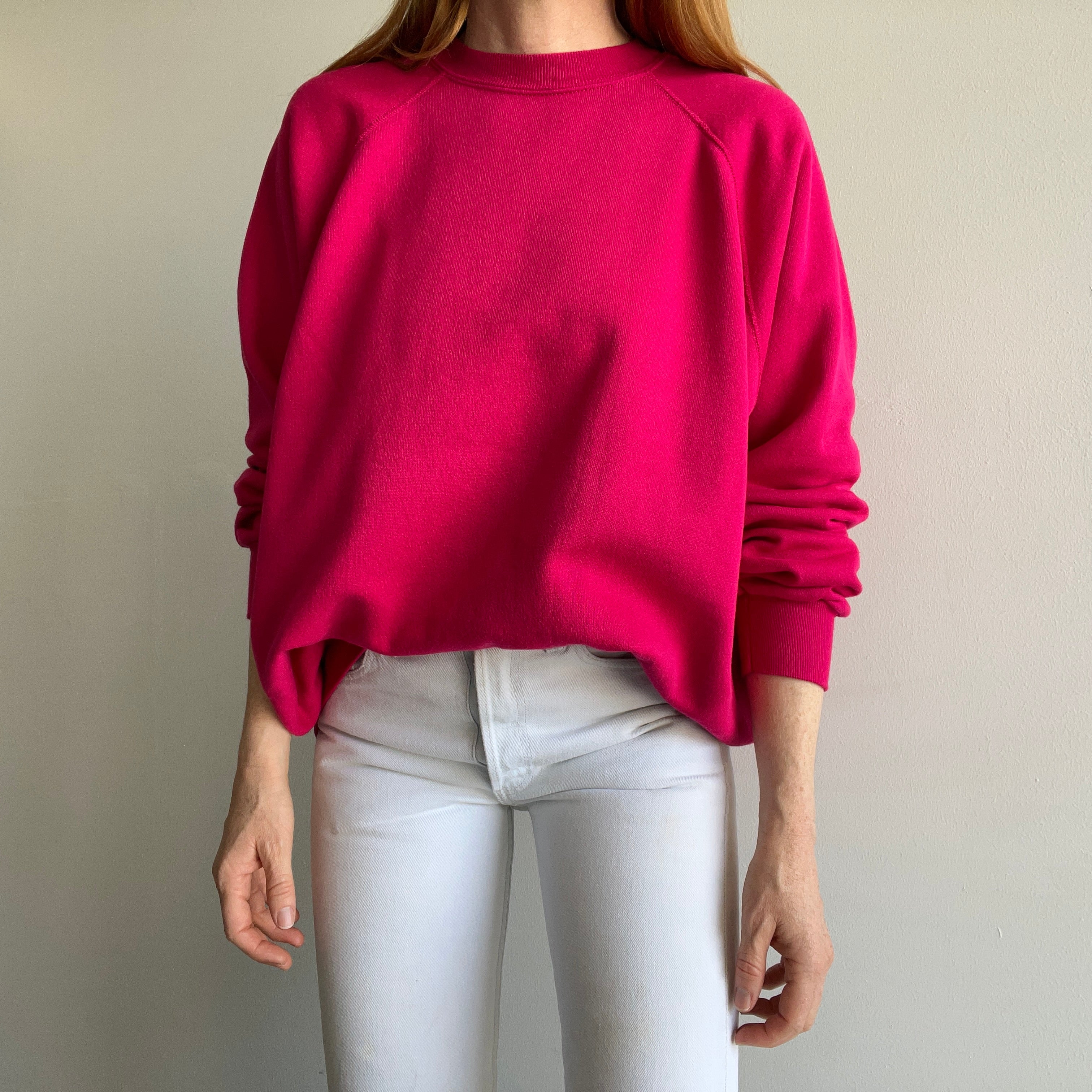 1980s Roomy Relaxed Fit Barbie Pink Sweatshirt