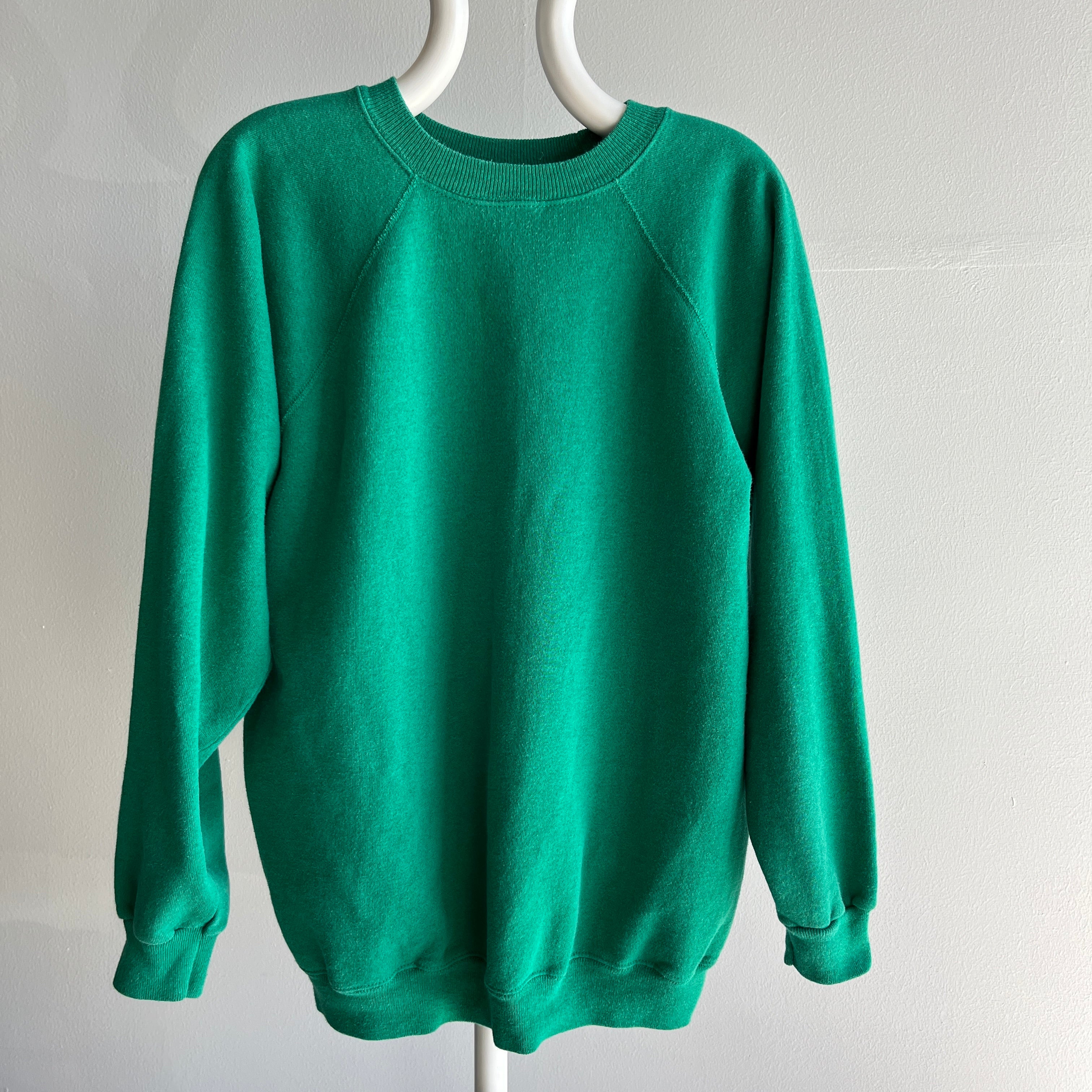 1990s Faded Kelly Green Raglan by Hanes Sport