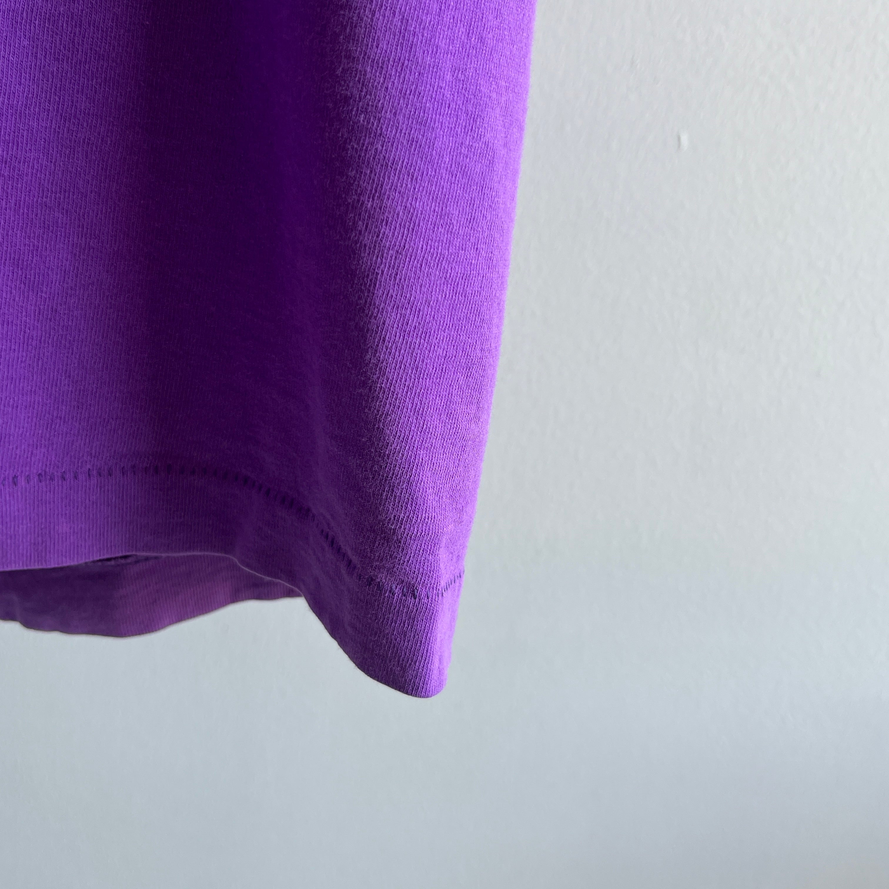 1980s Delightfully Stained (The Best Kind) Blank Purple Pocket T-Shirt