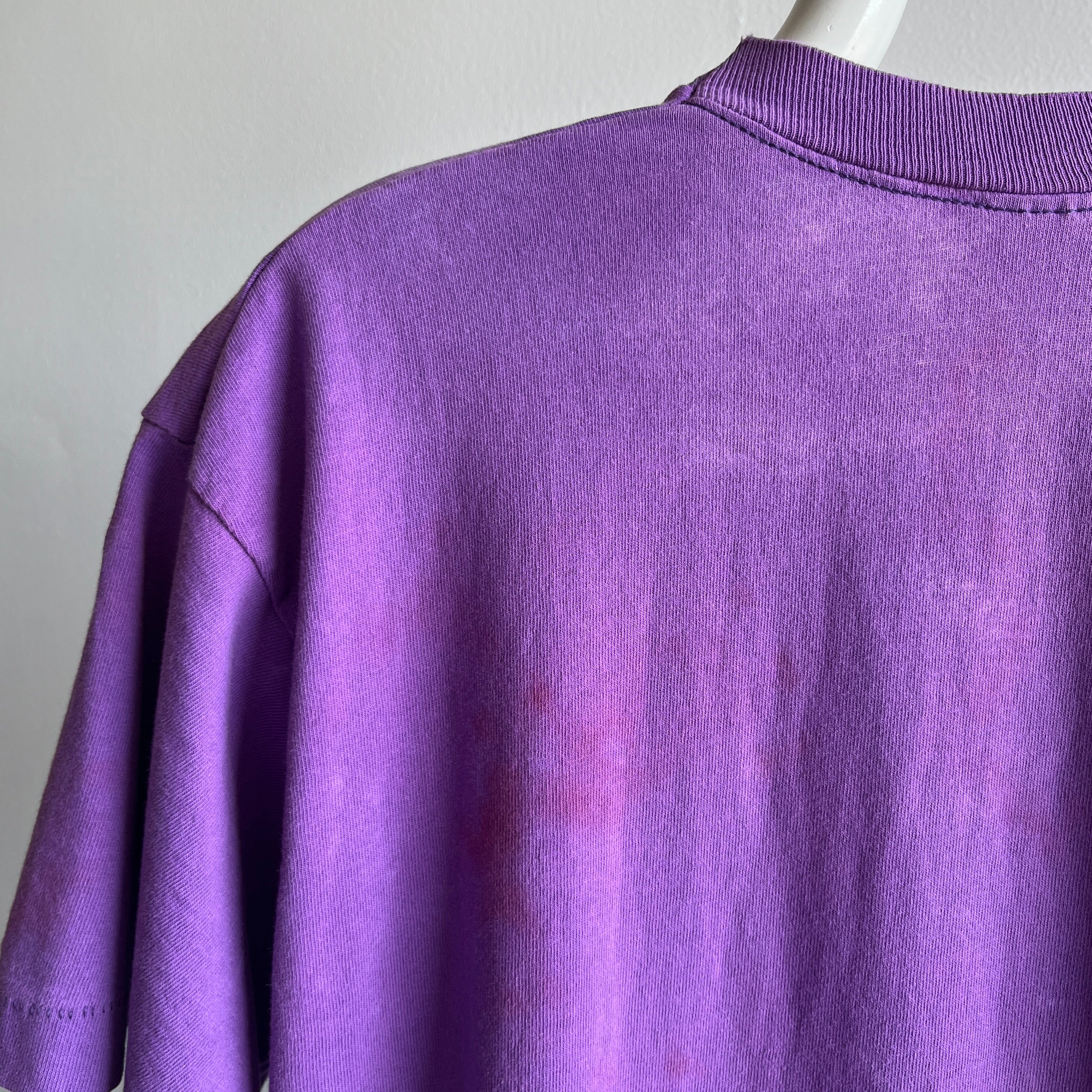 1980s Delightfully Stained (The Best Kind) Blank Purple Pocket T-Shirt