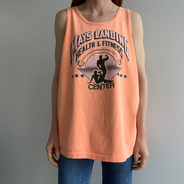 1980s Mays Landing Health and Fitness Center Faded Neon Tank Top