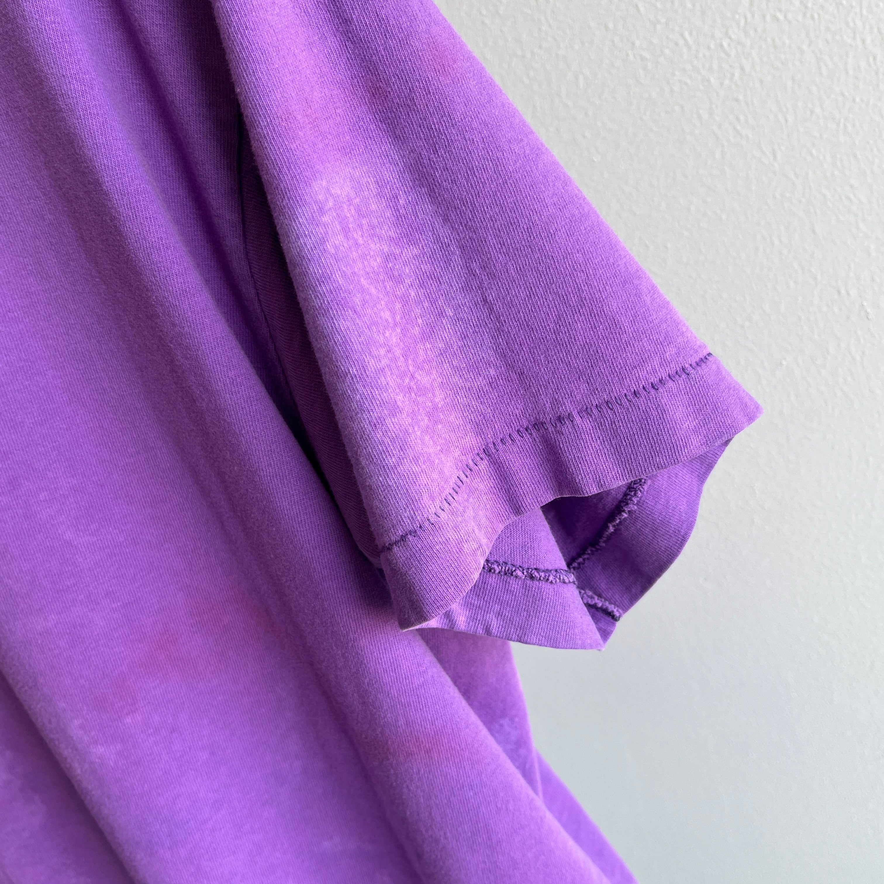 1980s Delightfully Stained (The Best Kind) Blank Purple Pocket T-Shirt