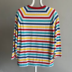 1990s Striped Baseball Style 3/4+ Sleeve T-Shirt