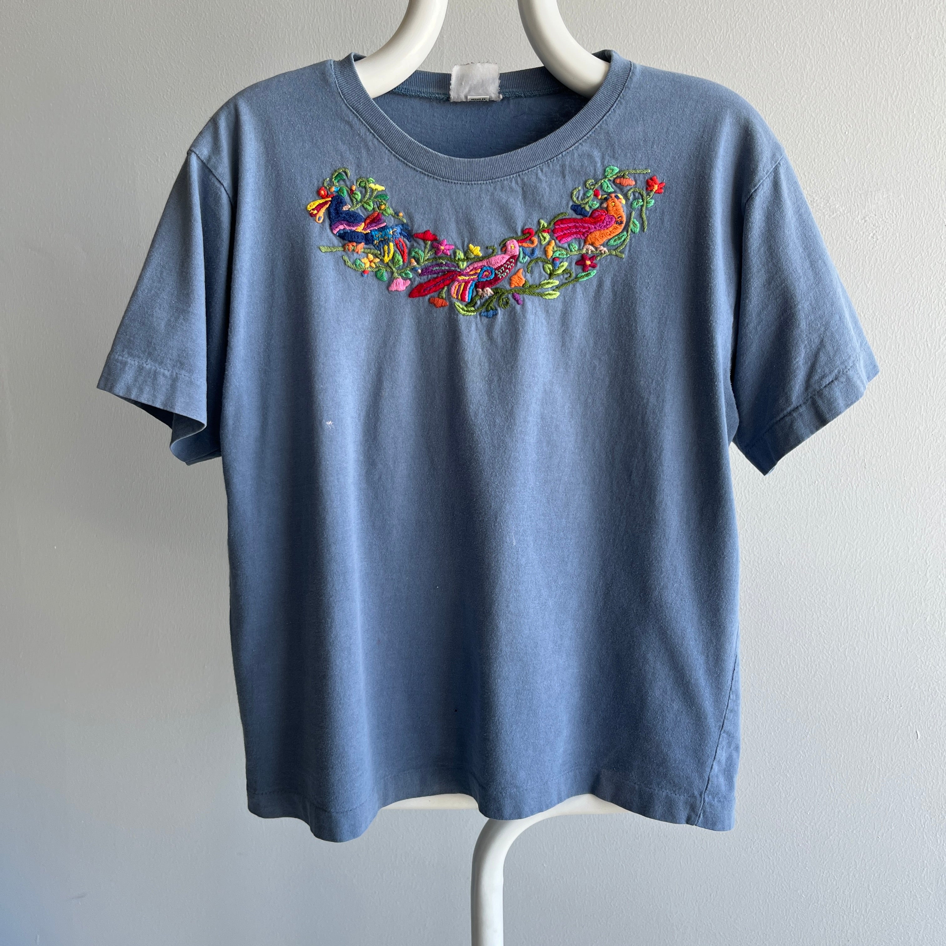 1980s Cotton Embroidered Floral T-Shirt