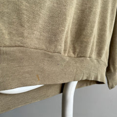 1970s Spruce V-Neck Khaki Sweatshirt