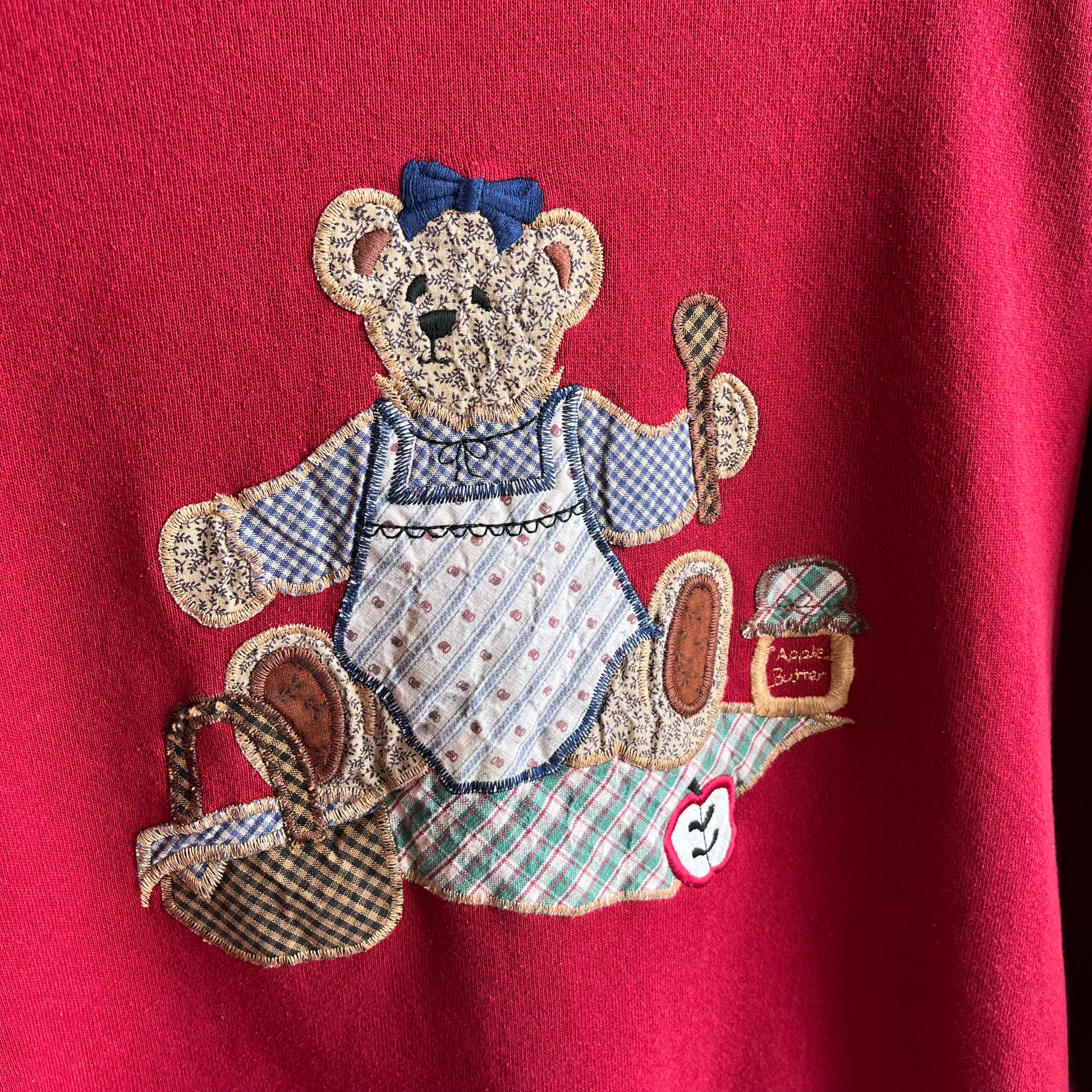 1980/90s Martha Stewart-esque Teddy Bear and Some Apple Butter Sweatshirt