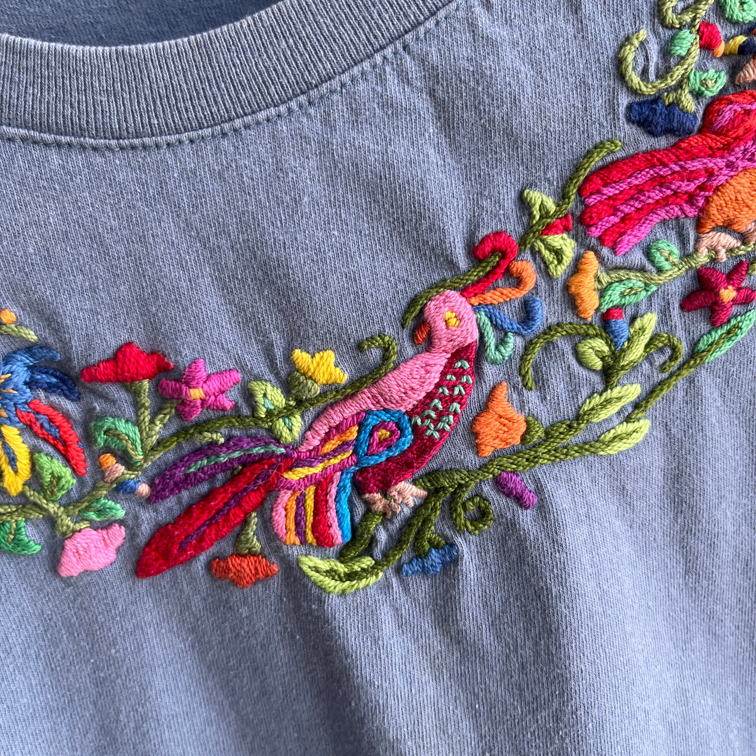 1980s Cotton Embroidered Floral T-Shirt