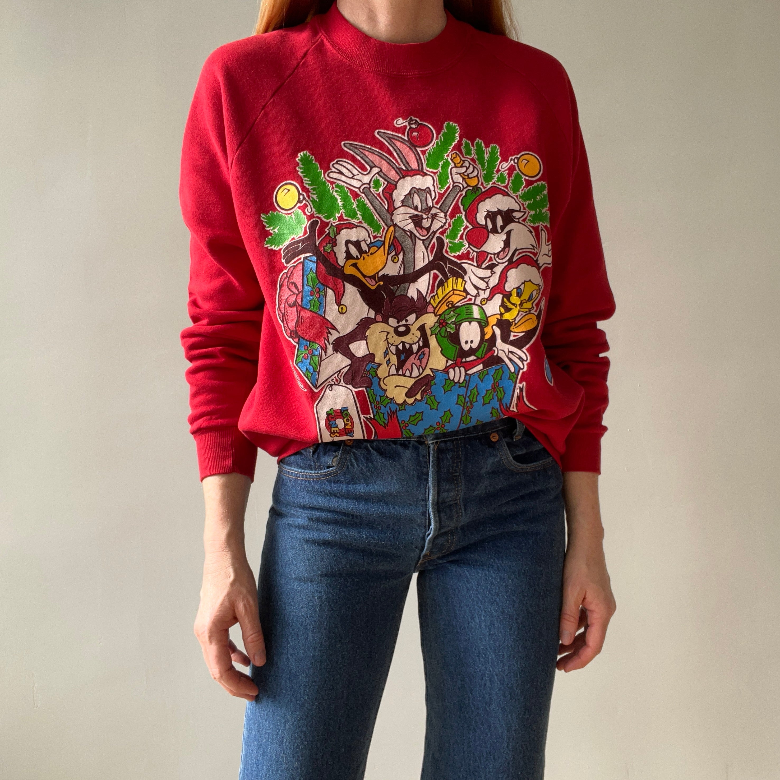 1993 Looney Tunes - The Whole Gang - Christmas Sweatshirt