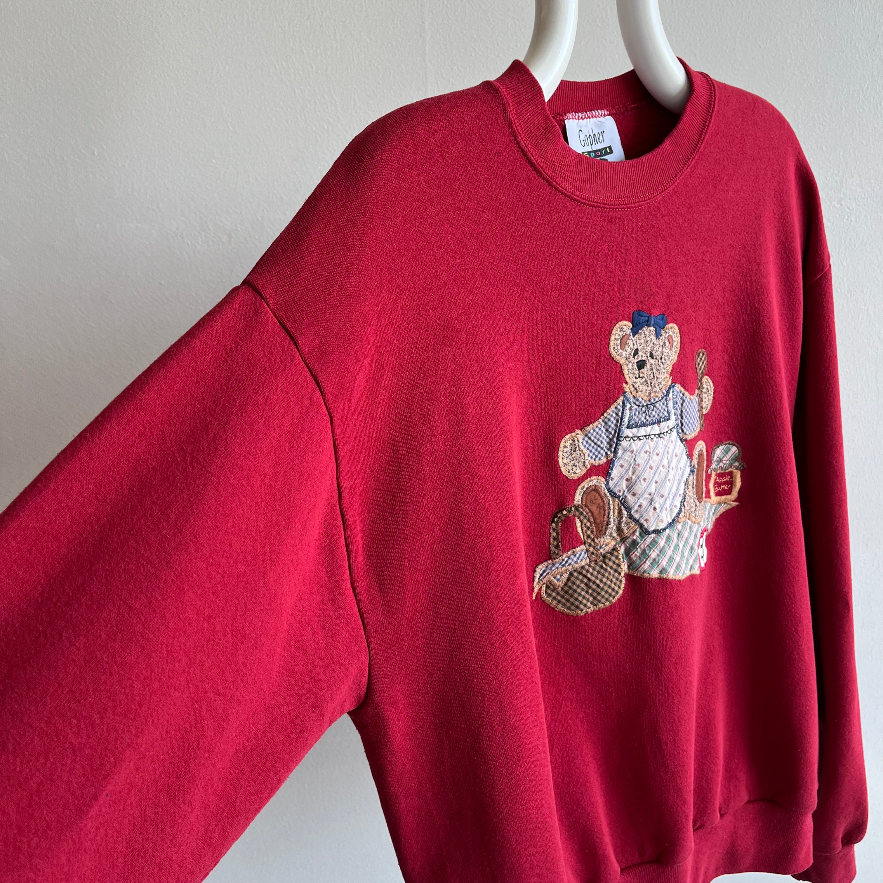 1980/90s Martha Stewart-esque Teddy Bear and Some Apple Butter Sweatshirt