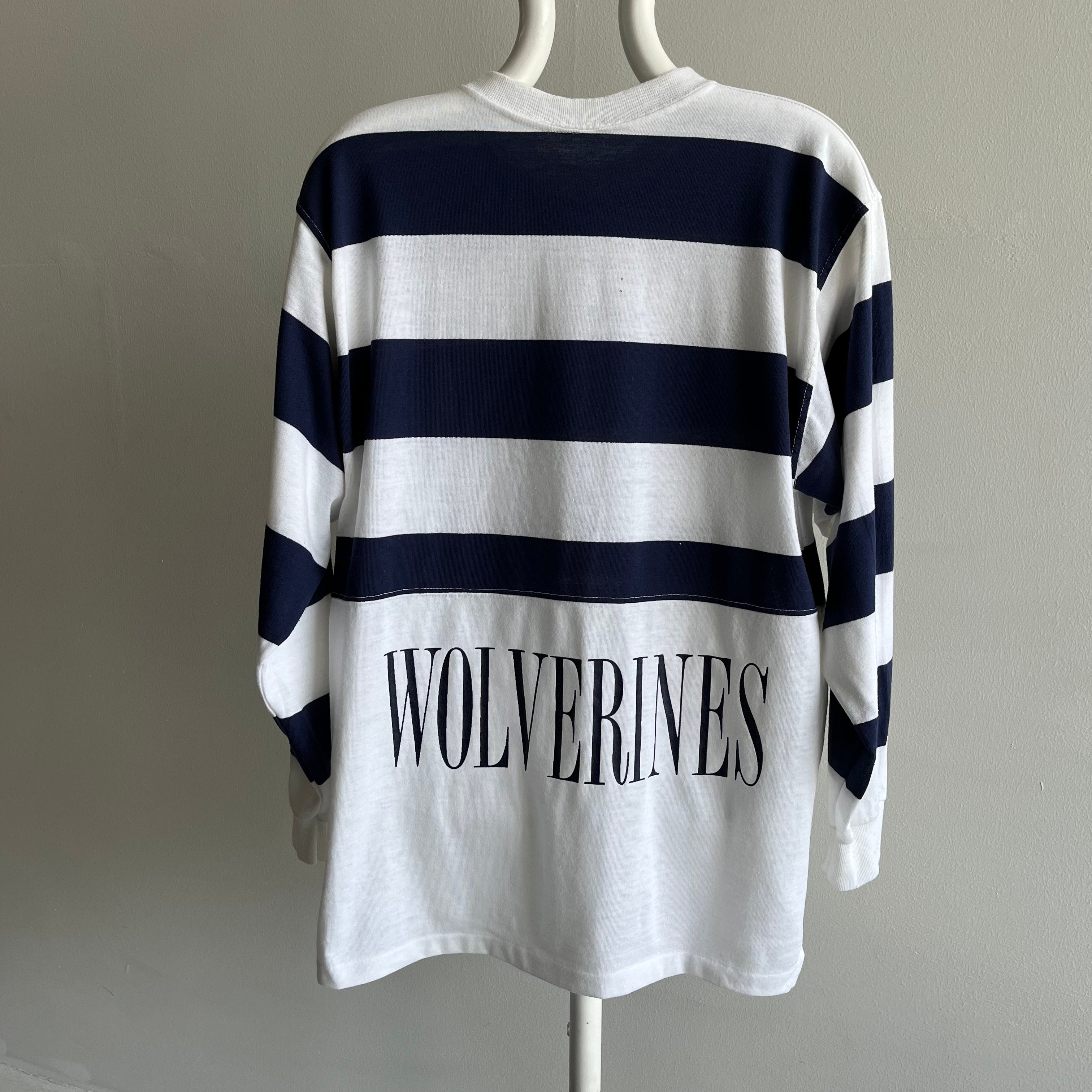 1980s Michigan Wolverines Long Sleeve Striped T-Shirt