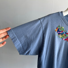 1980s Cotton Embroidered Floral T-Shirt