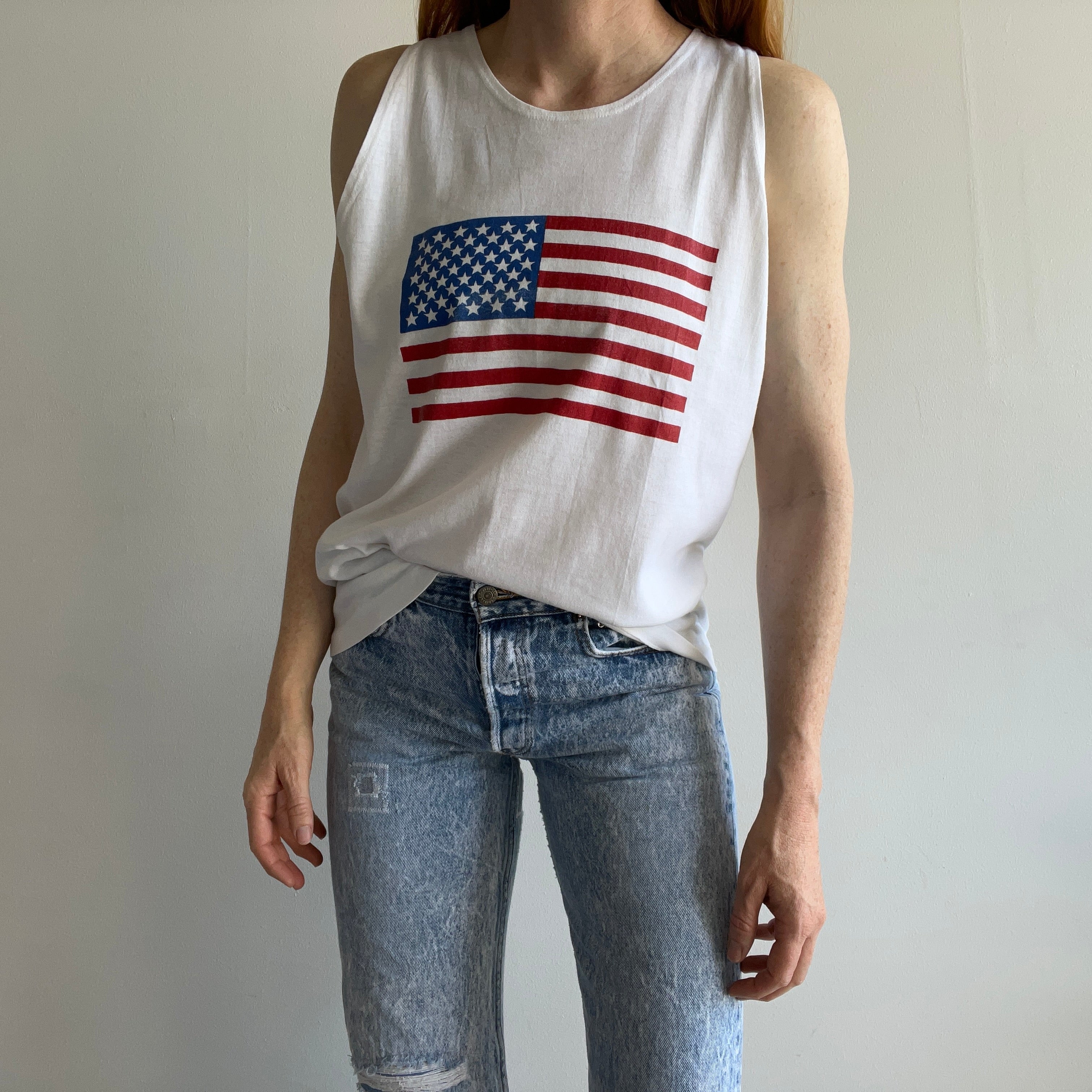 1970s USA American Flag Tank Top