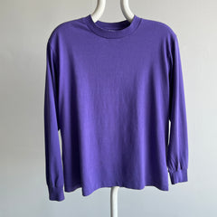 1980s Purple Long Sleeve Cotton T-Shirt by Sunbelt