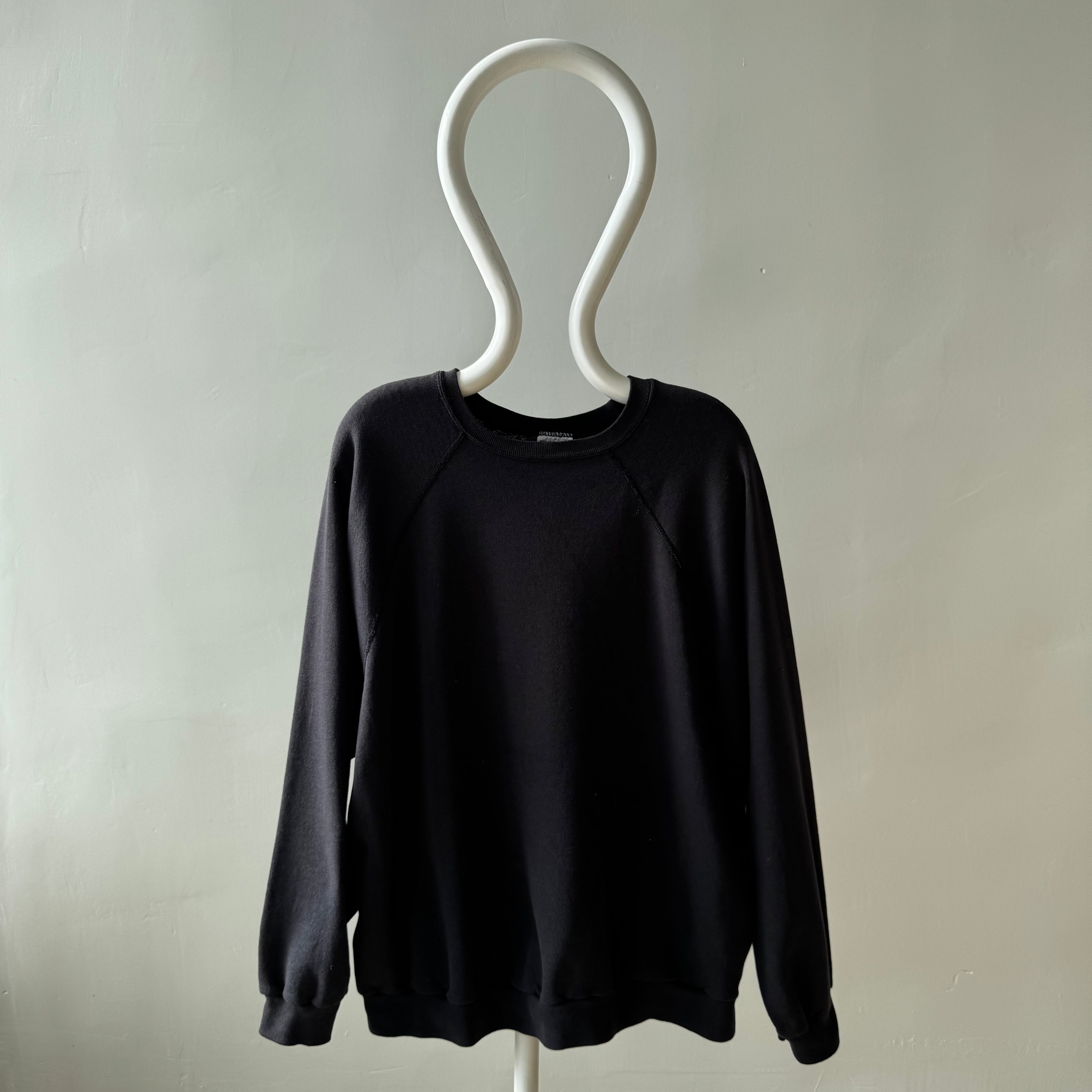 1980s Faded Larger Blank Black Tultex Sweatshirt