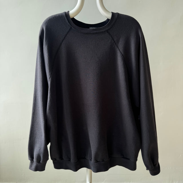 1980s Faded Larger Blank Black Tultex Sweatshirt