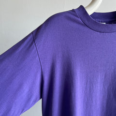 1980s Purple Long Sleeve Cotton T-Shirt by Sunbelt