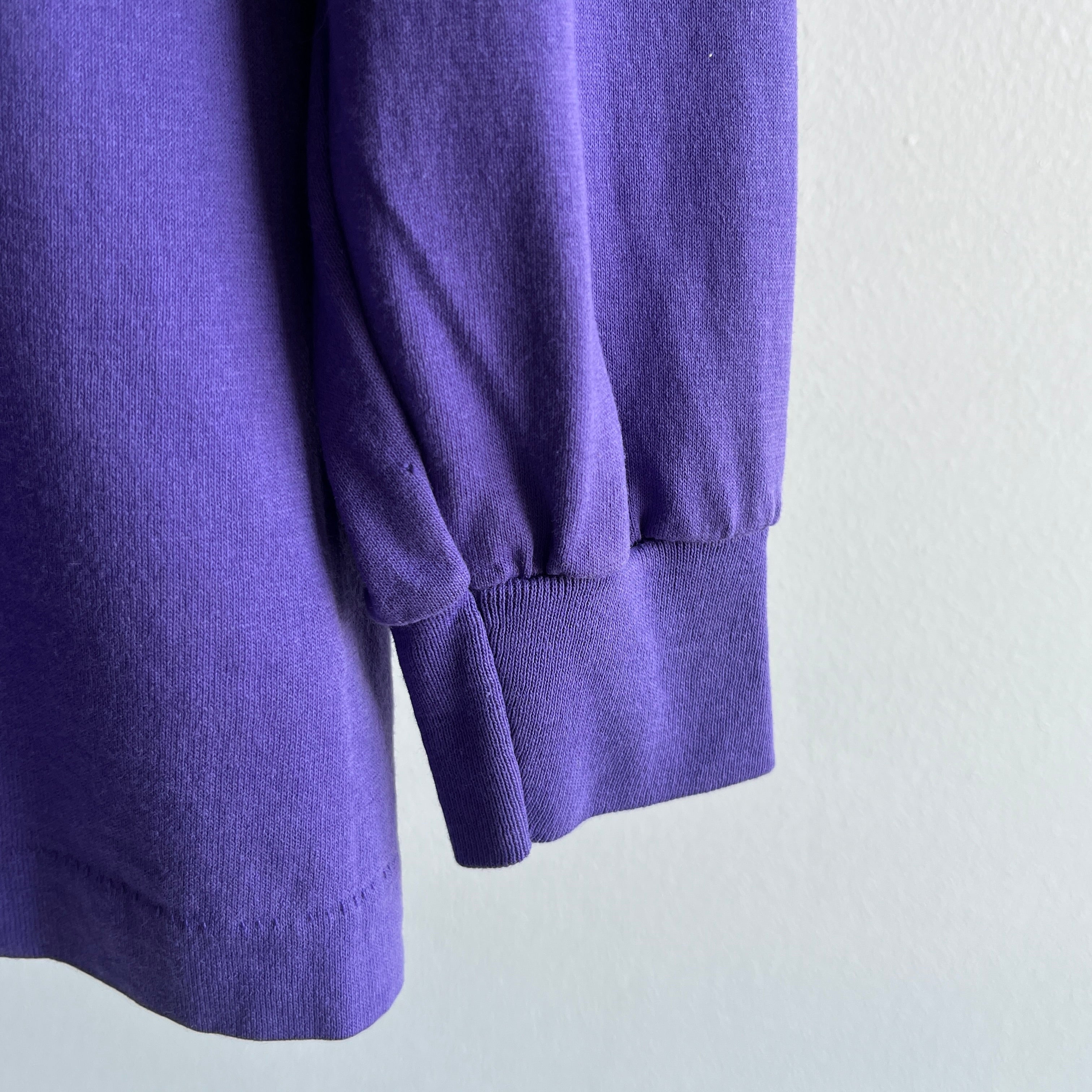 1980s Purple Long Sleeve Cotton T-Shirt by Sunbelt