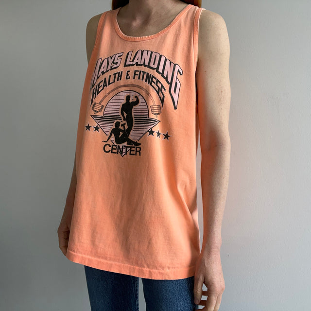 1980s Mays Landing Health and Fitness Center Faded Neon Tank Top