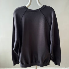 1980s Faded Larger Blank Black Tultex Sweatshirt