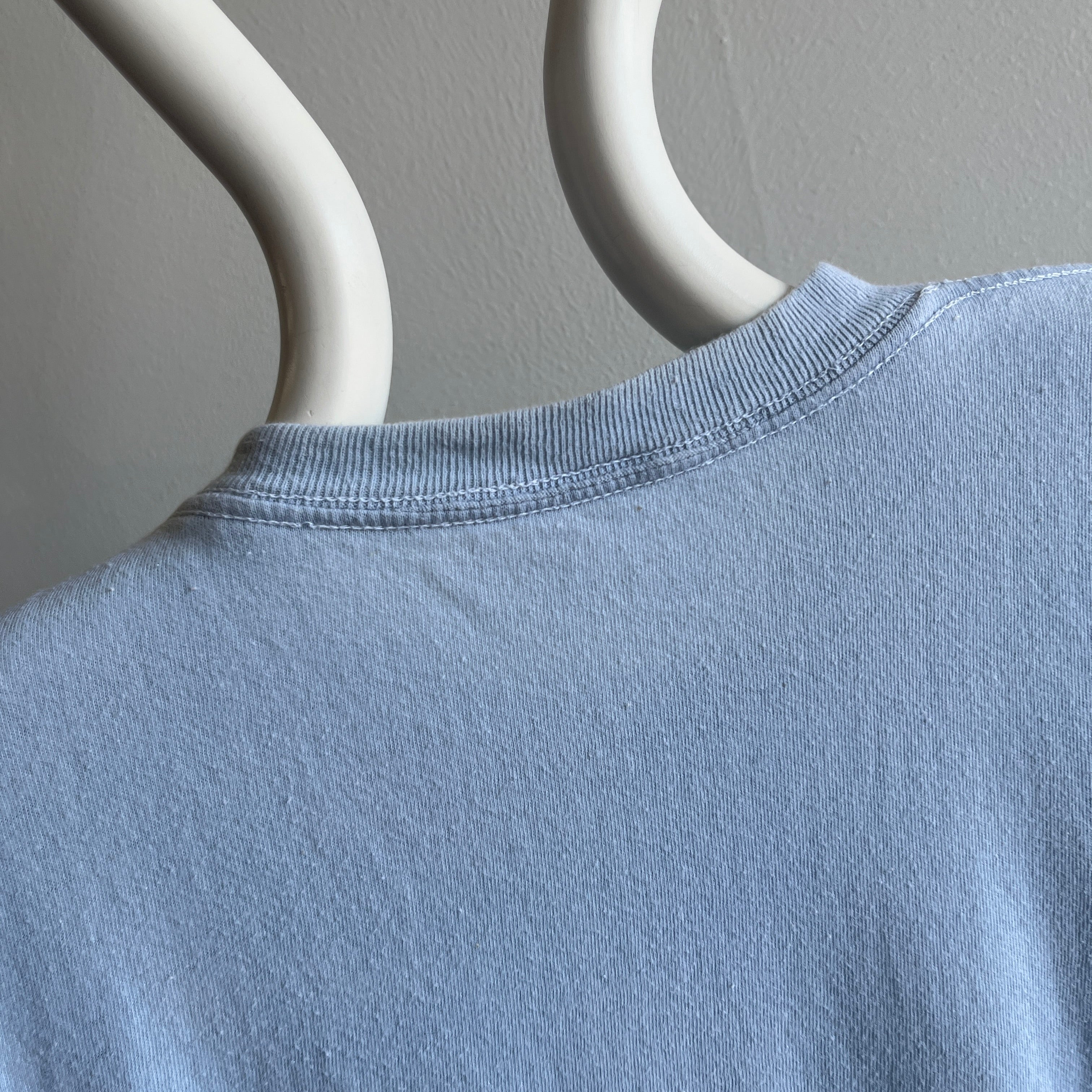 1970s Baby Sky Blue Cotton Knit Pocket T-Shirt