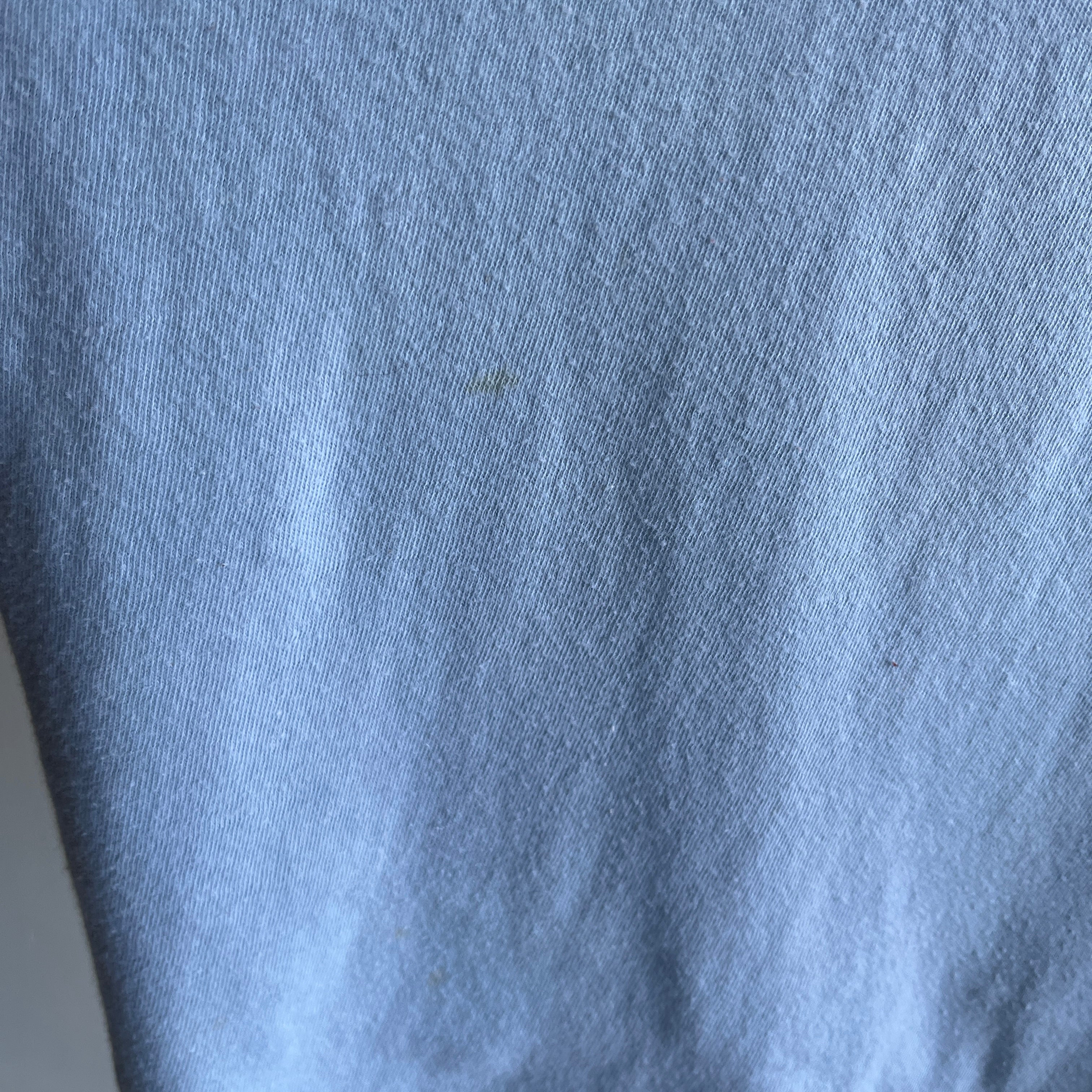 1960/70s Baby Blue Sun Faded Perfectly Knit Pocket T-Shirt - Swooooon