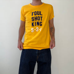 1970s/80s Yellow Foul Shot King Flock Print T Shirt