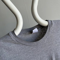 2000s Soft, Slouchy, Stained Blank Gray Pocket T-Shirt by Hanes