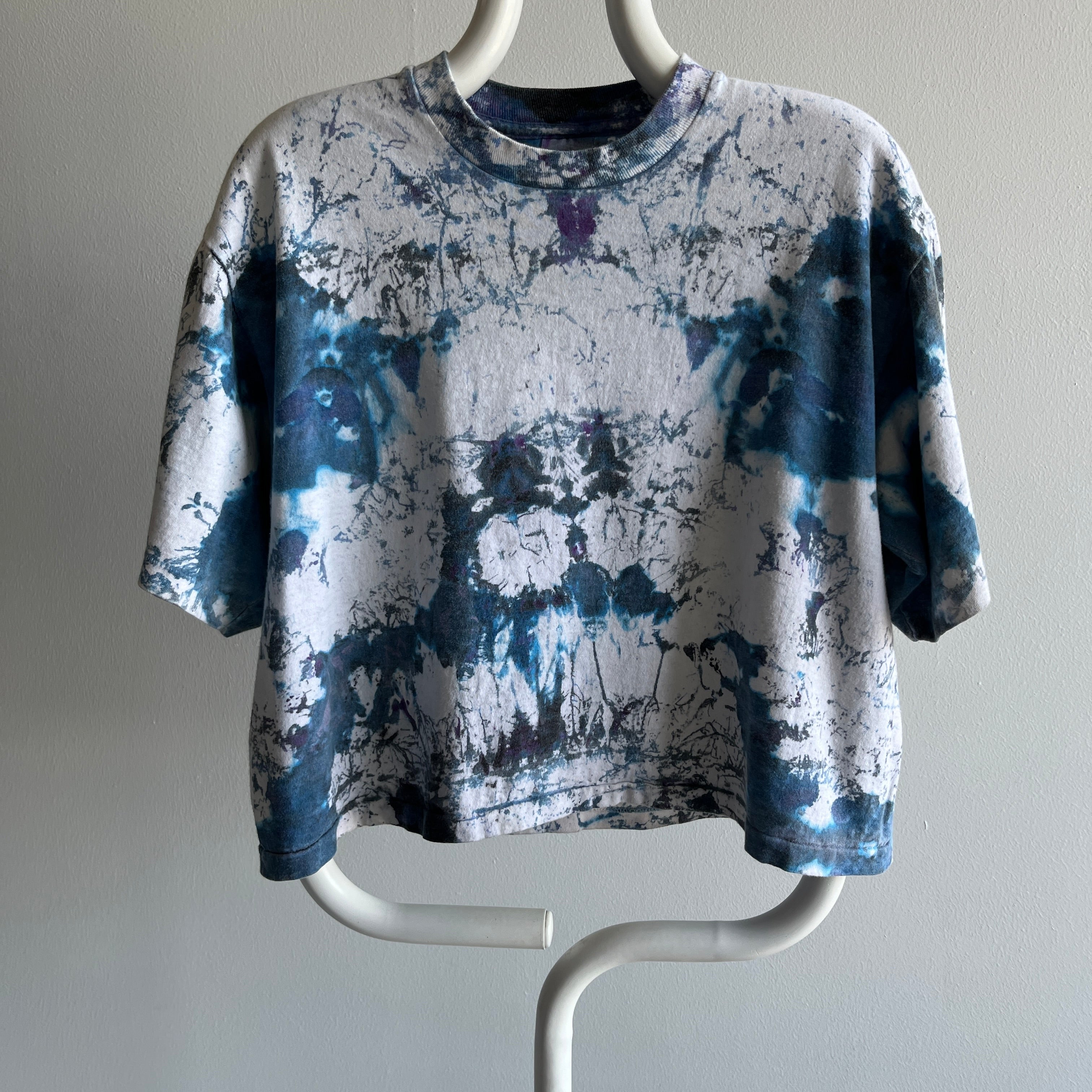 1980s Cropped Cool Tie Dye Cotton T-Shirt