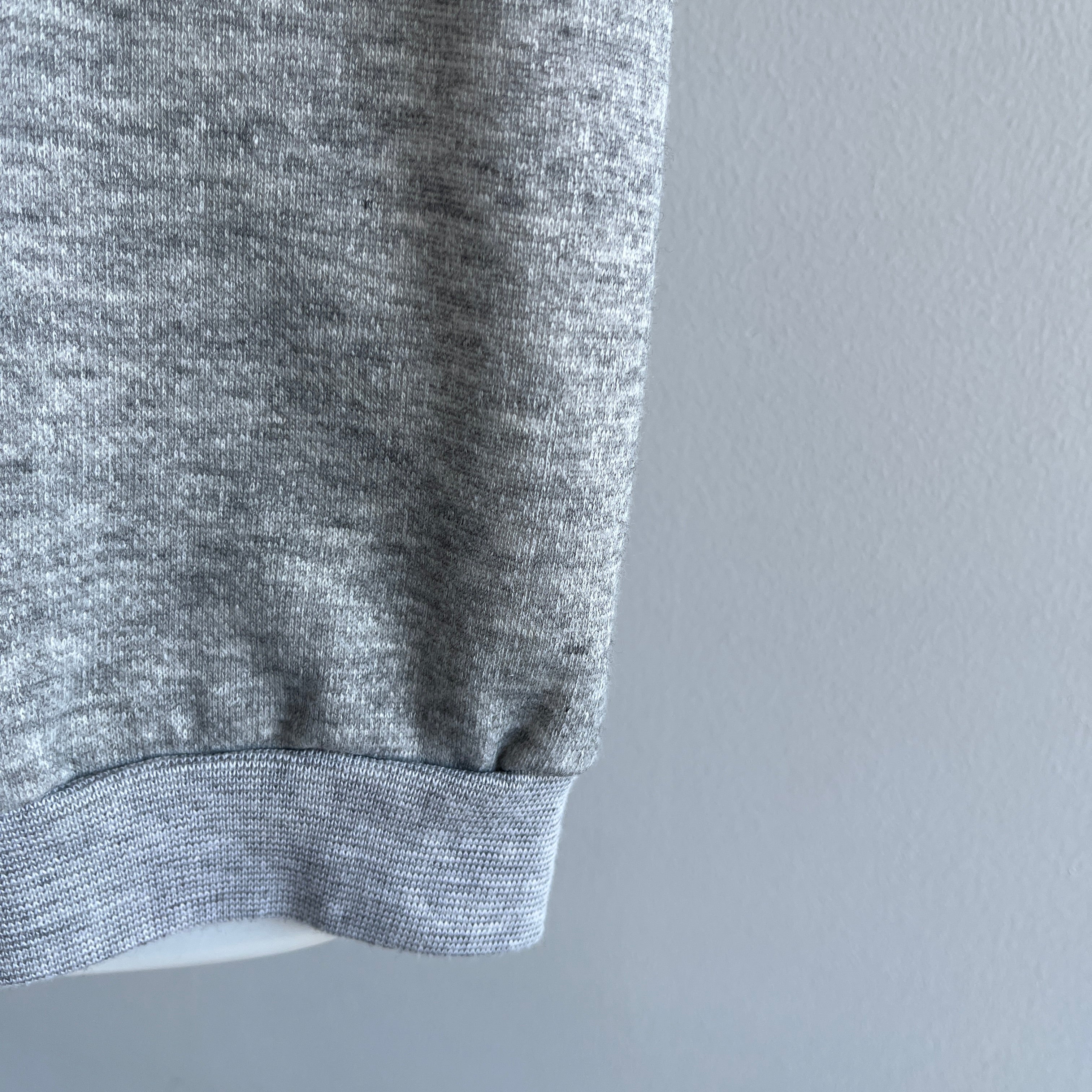 1980s Barely/Never? Worn Blank Gray Warm Up Sweatshirt Vest