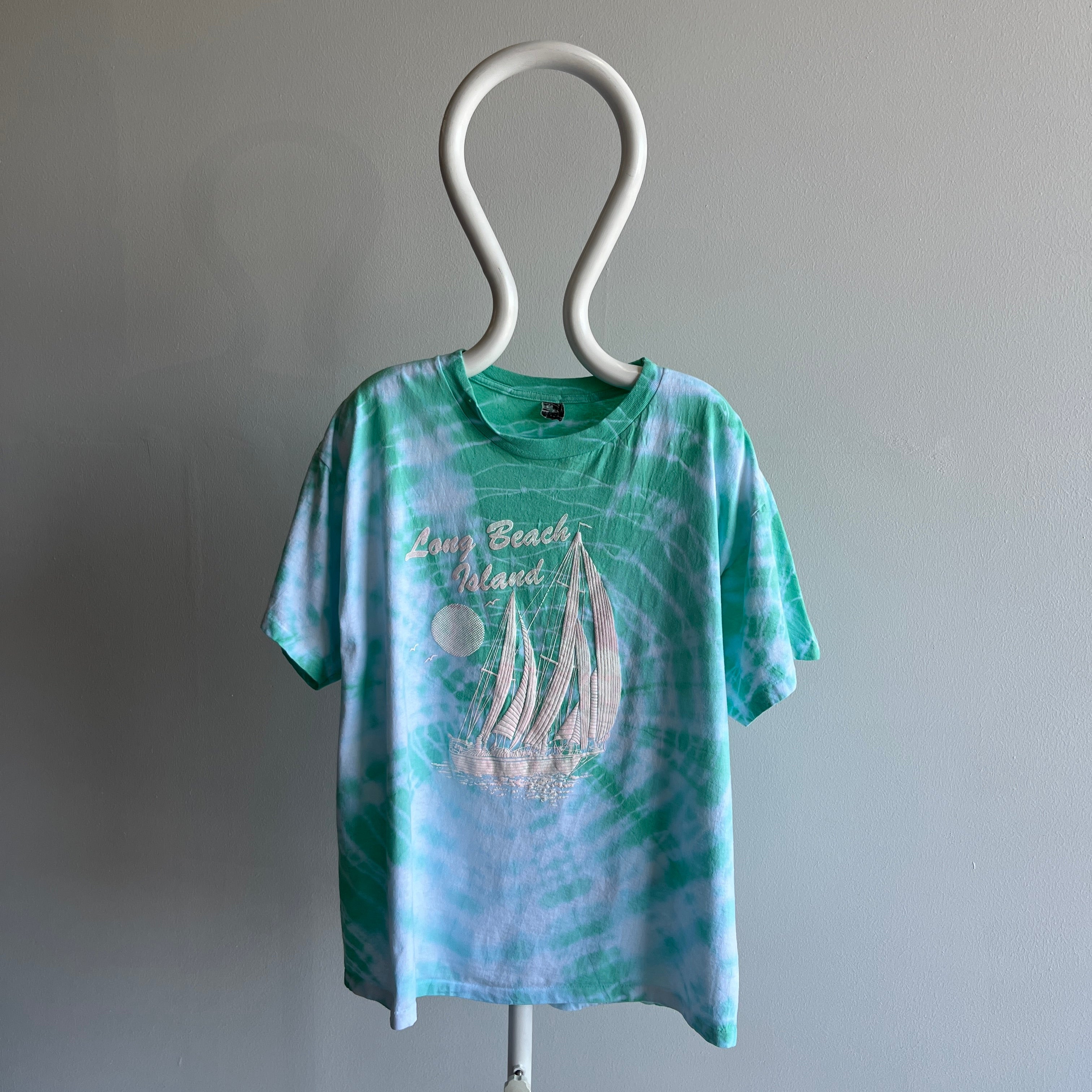 1980/90s Long Beach Island Tie Dye Cotton Tourist T-Shirt