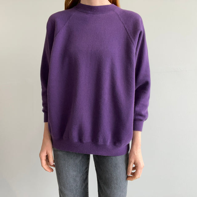 1980s Purple Sweatshirt with a Lovely Drop Pit