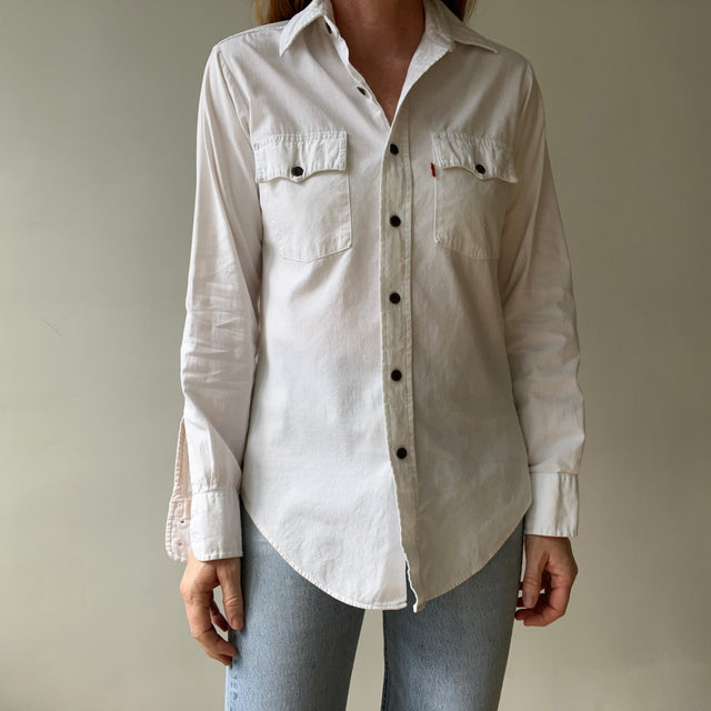 1970/80s Thin White Cotton Cowboy Shirt by Levi's