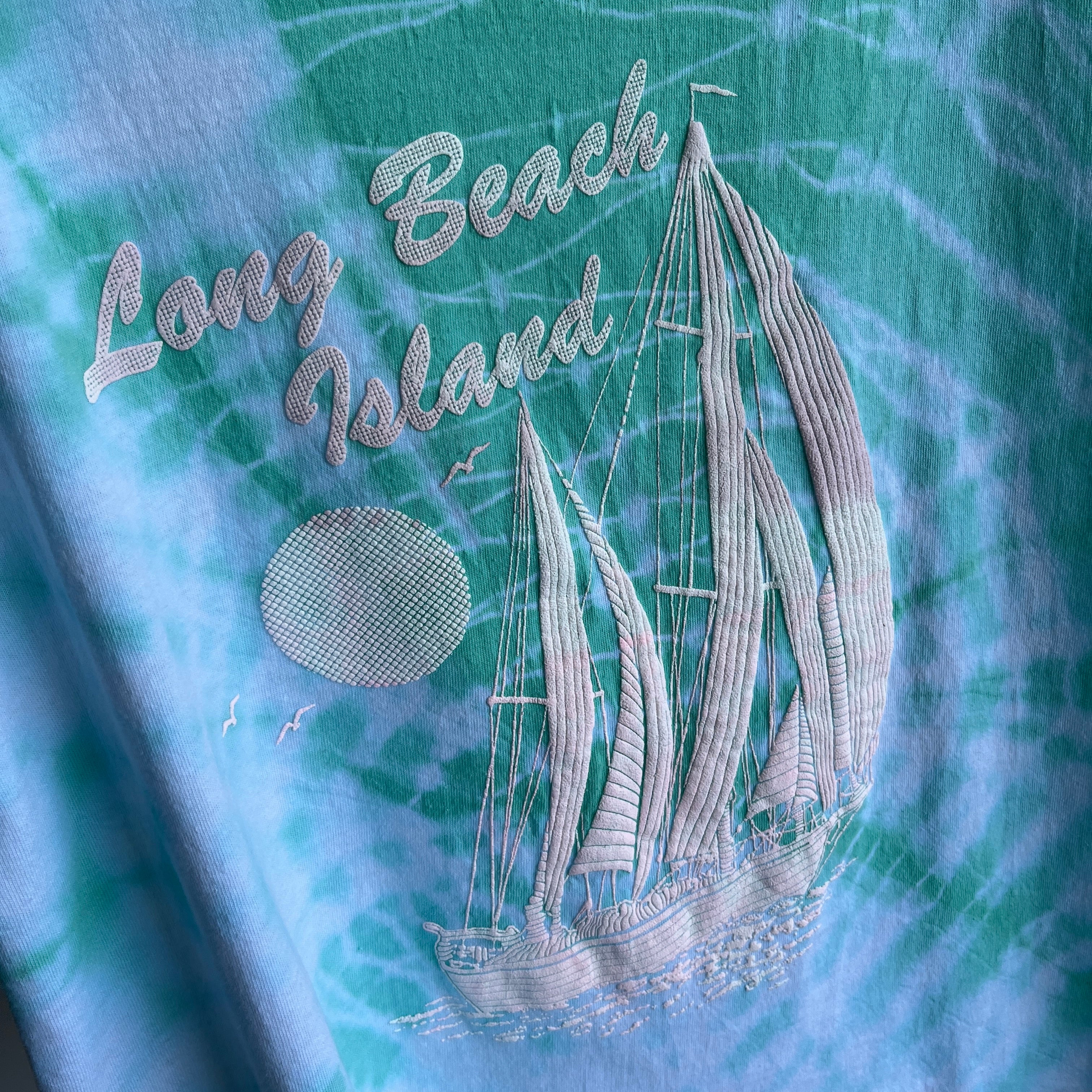 1980/90s Long Beach Island Tie Dye Cotton Tourist T-Shirt