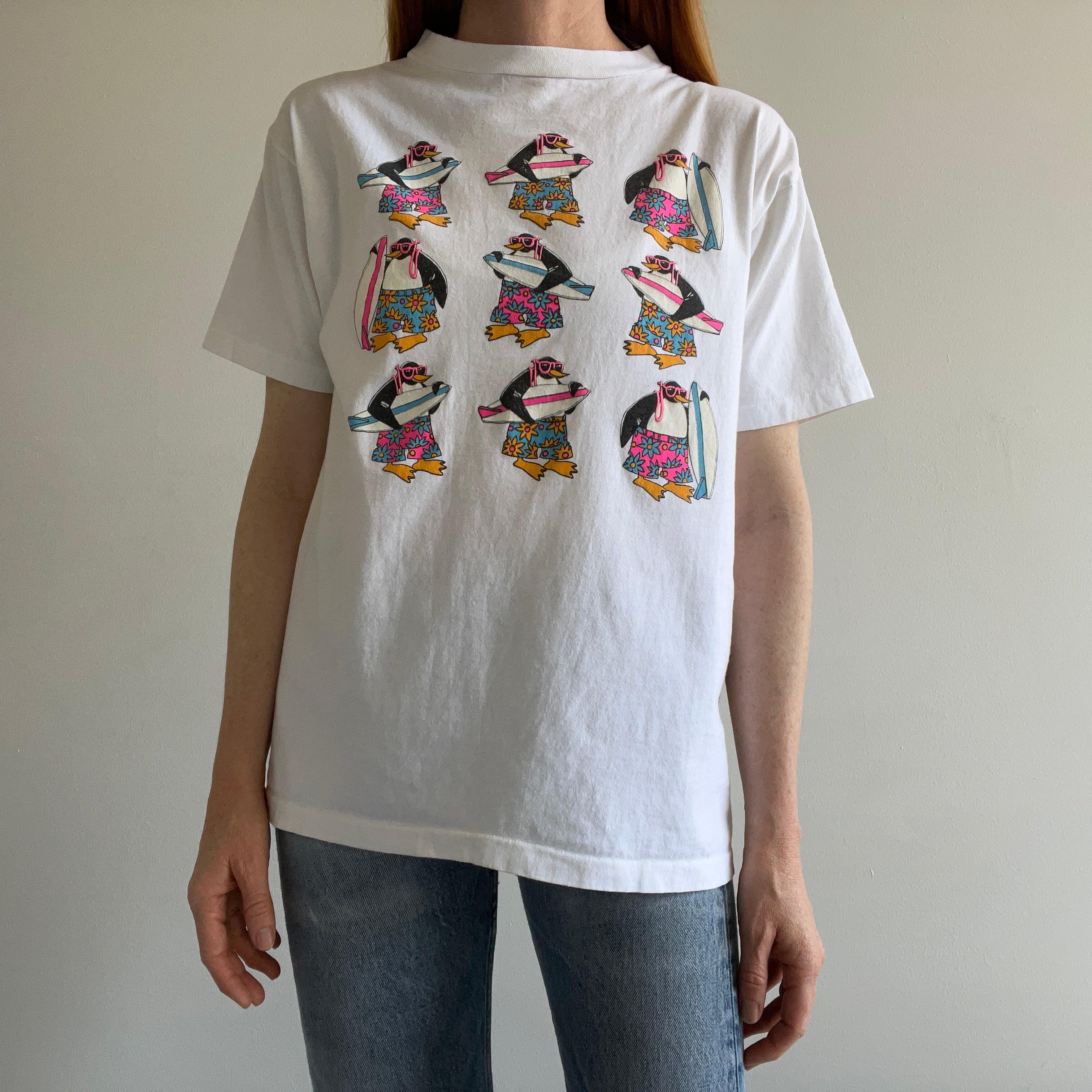 1980/90s Surfer Penguins in Sunnies T-Shirt