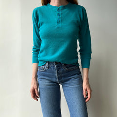 1970/80s Turquoise Henley Long Sleeve Thermal - Swoon