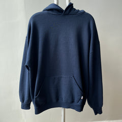 1980/90s Lightly Tattered USA Made Russell Navy Hoodie Pullover