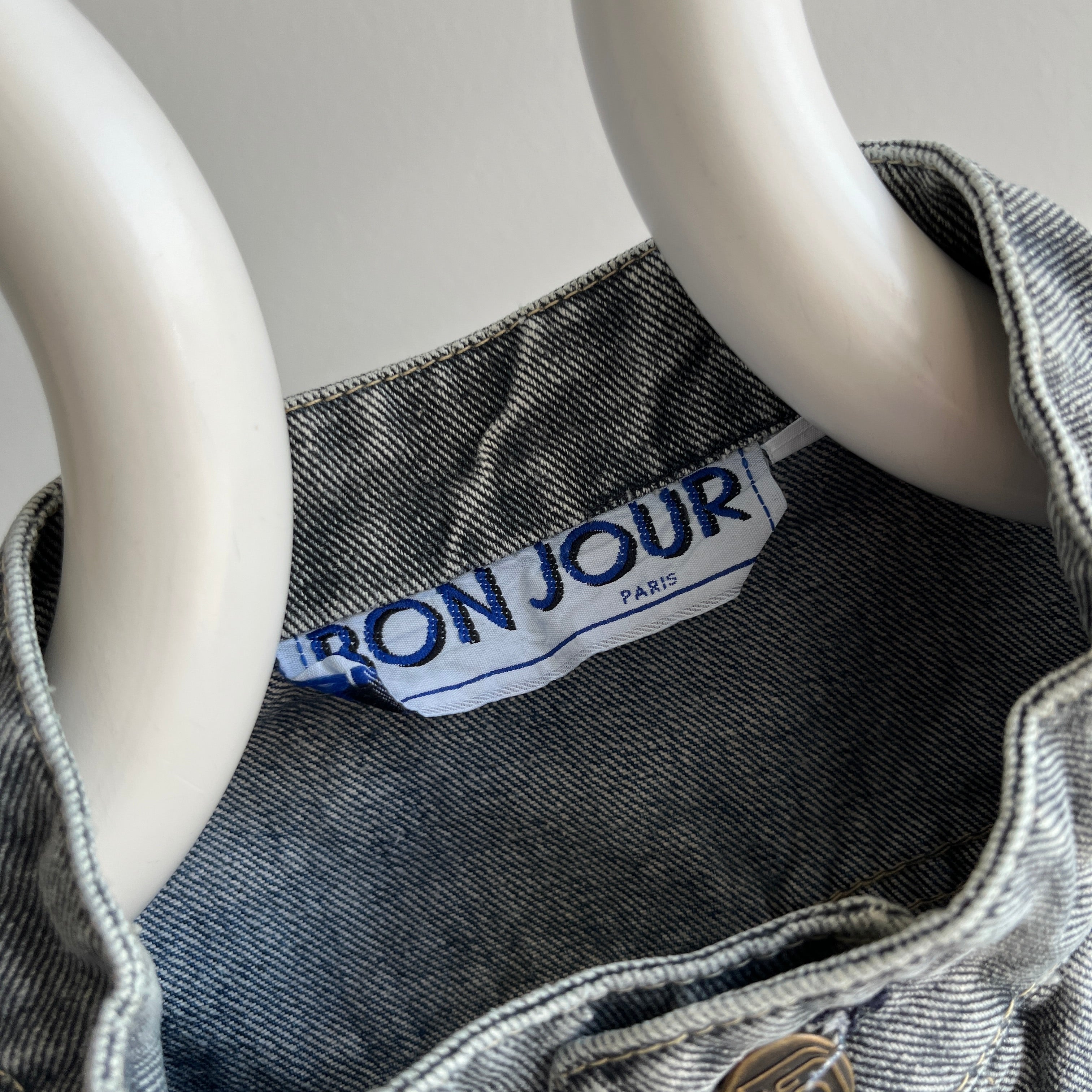 1980s !!! Bon Jour !!! Brand Two Tone Denim Vest - THIS!!!!