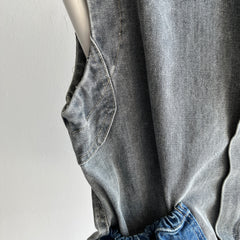 1980s !!! Bon Jour !!! Brand Two Tone Denim Vest - THIS!!!!