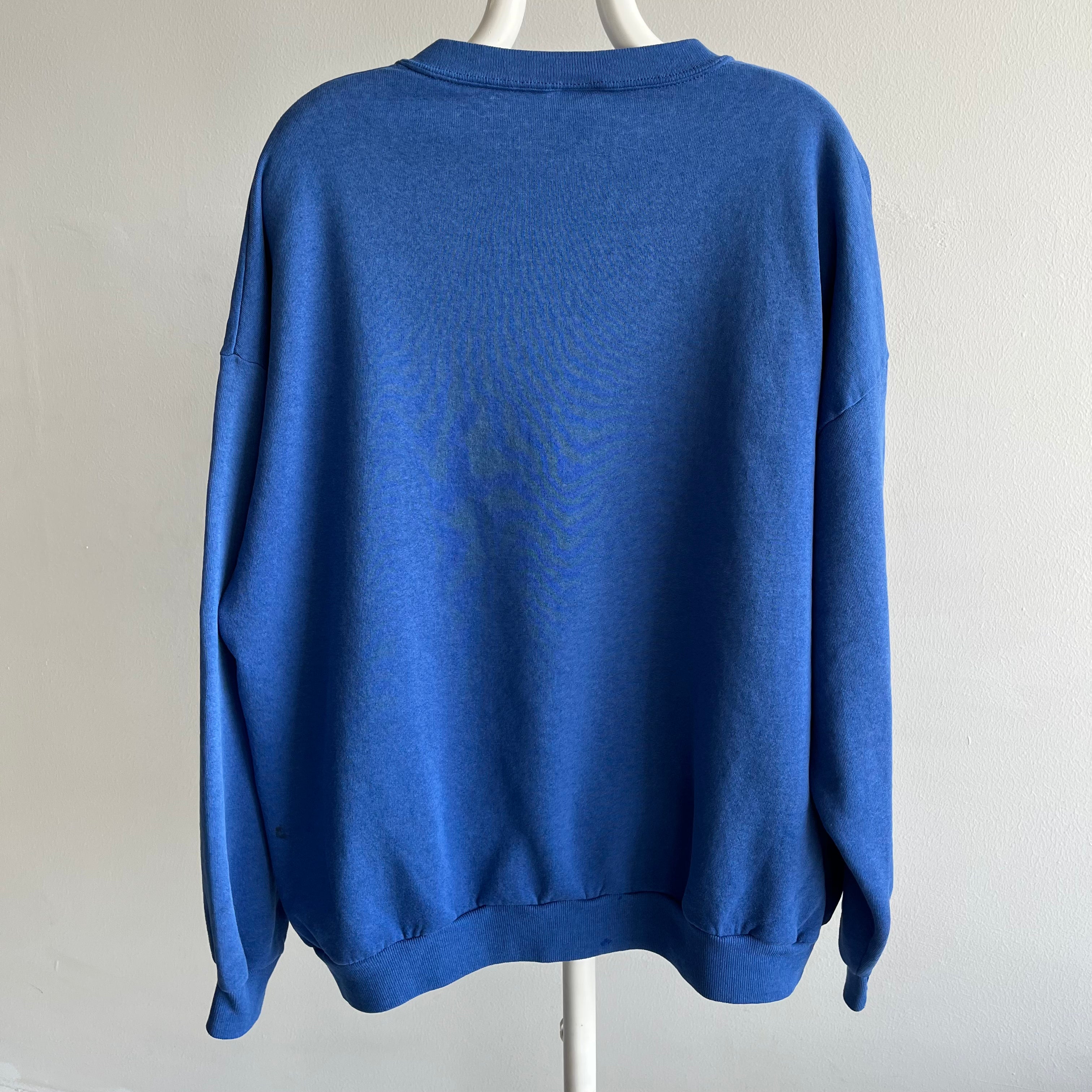 1990s Blank Blue Sweatshirt with Dreamy Arms