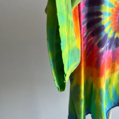1980s Classic Tie Dye Cut Hem T-Shirt - Awesome Drape/Hang