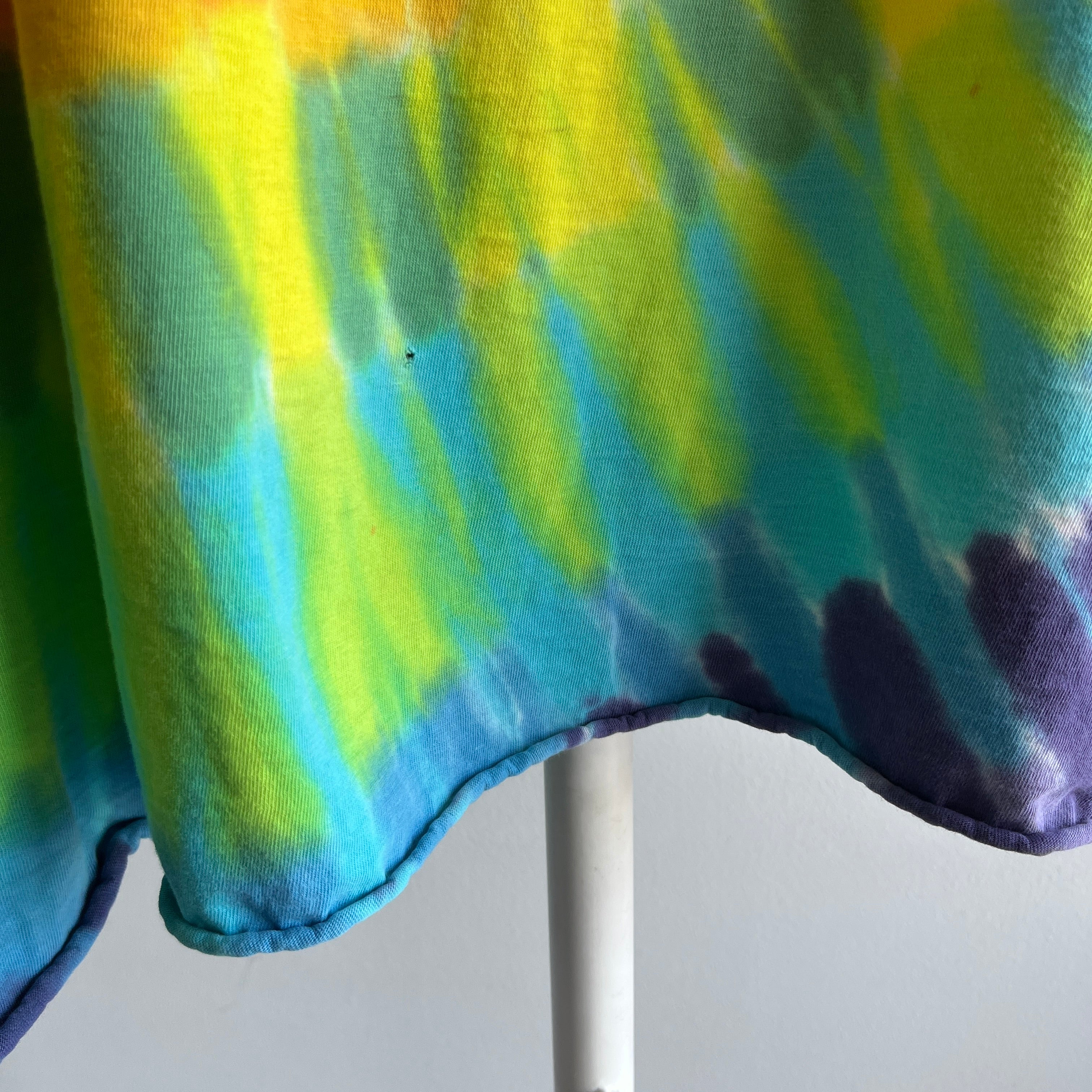 1980s Classic Tie Dye Cut Hem T-Shirt - Awesome Drape/Hang