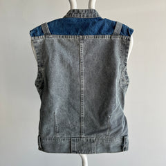 1980s !!! Bon Jour !!! Brand Two Tone Denim Vest - THIS!!!!