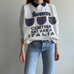 1980s Forenza Cortina Ski Area Italia - Front and Back - Polo Sweatshirt - Stained!