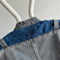 1980s !!! Bon Jour !!! Brand Two Tone Denim Vest - THIS!!!!