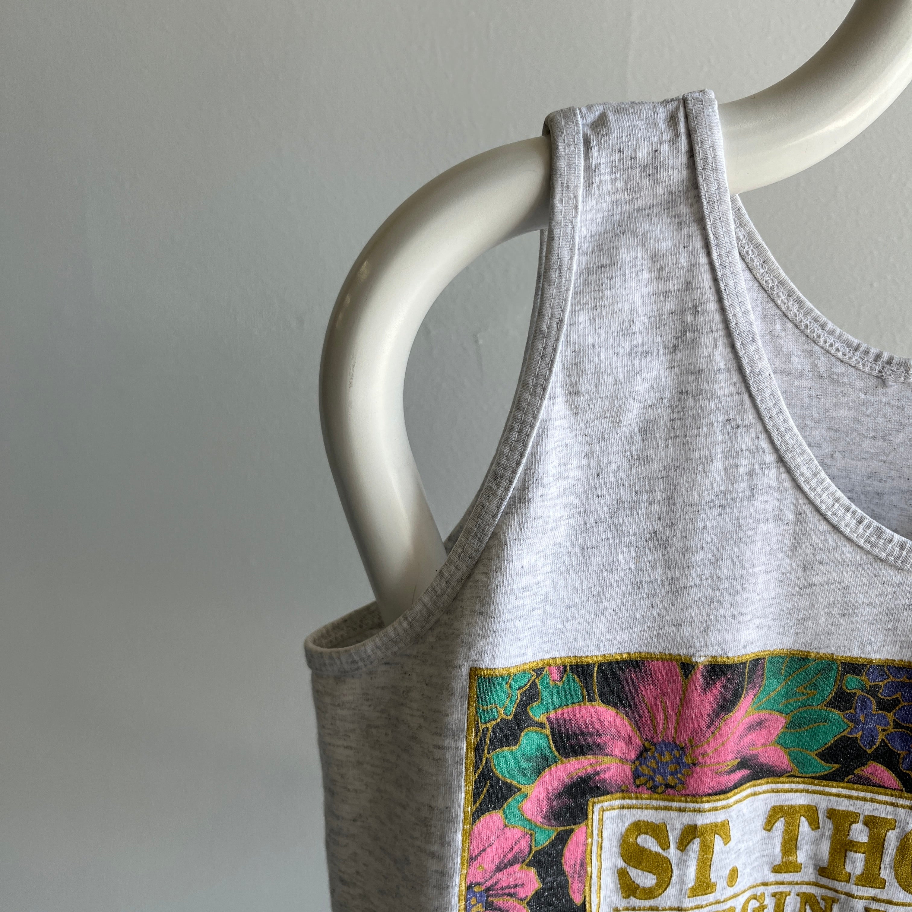 1980s St. Thomas Cropped Tank Top - Cotton. USA Made